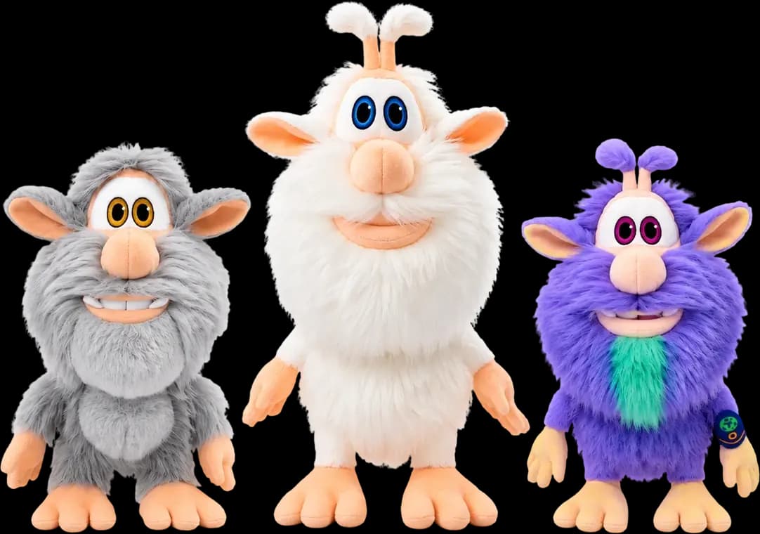 Booba plush: classic, Yeti and Alien versions